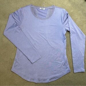 Lavender Pinspark Long Sleeve Activewear Women's Tee Thumbhole Mesh Medium